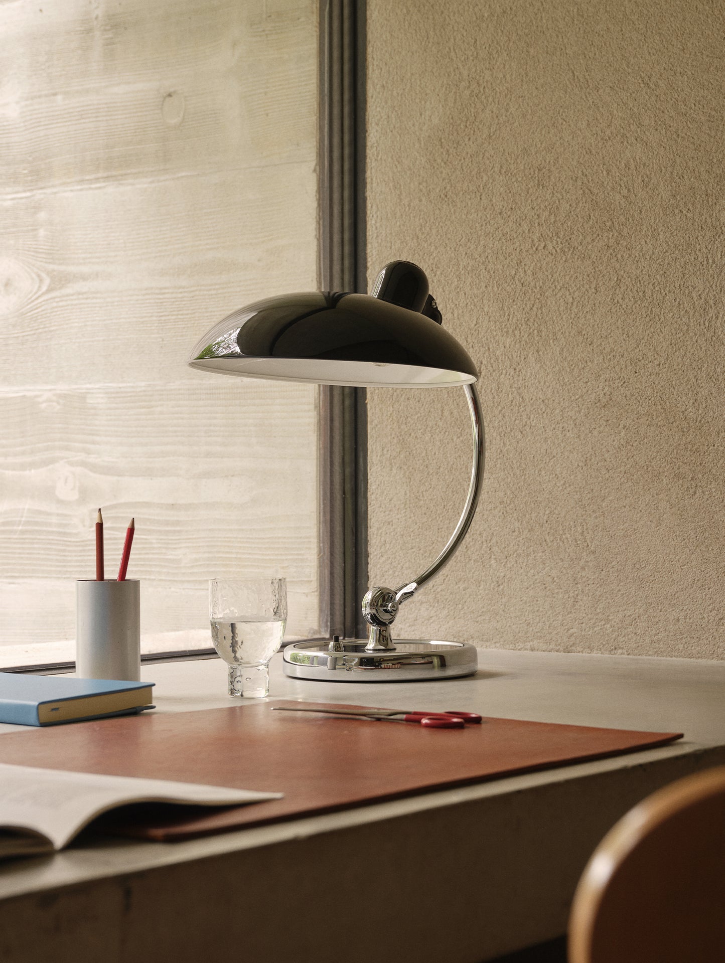 Kaiser Idell Luxus Table Lamp by Fritz Hansen - High Gloss Black Shade with Chrome Base