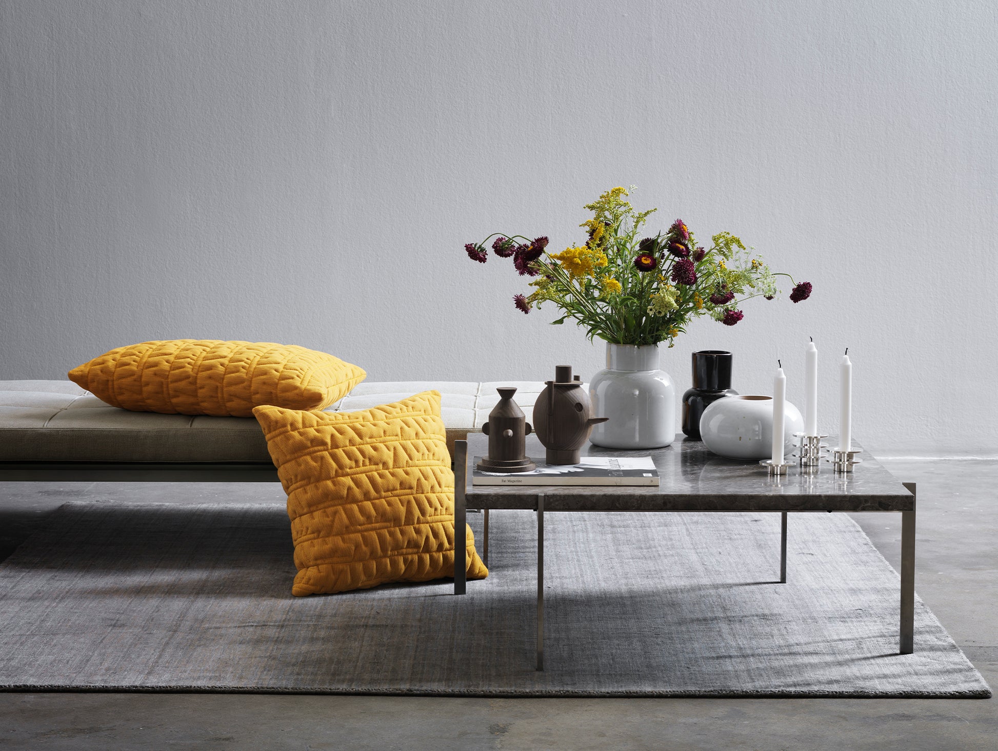 PK61 Coffee Table by Fritz Hansen  - Grey Brown Marble Honed