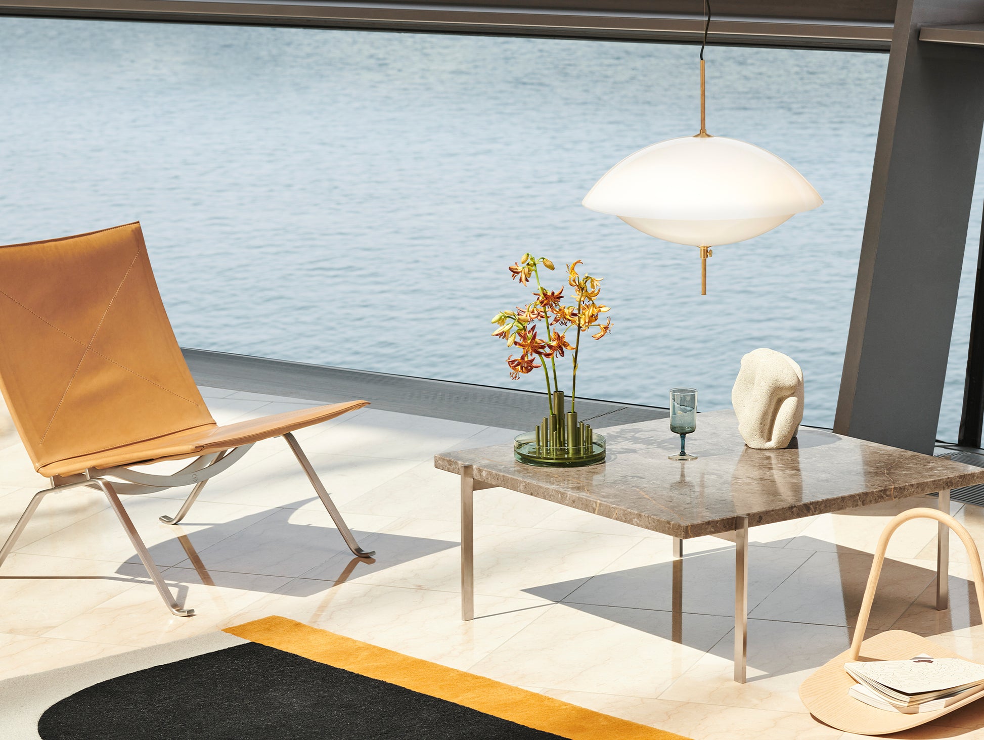 PK61 Coffee Table by Fritz Hansen  - Grey Brown Marble Honed