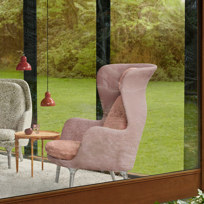 Ro Lounge Chair - Mixed Upholstery by Fritz Hansen - Brushed Aluminium Base (JH1) / Shell: Steelcut 3 605 / Cushions: Nabis 0011