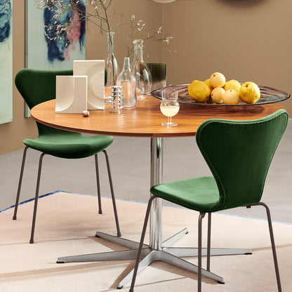 Series 7™ 3107 Dining Chair (Fully Upholstered) by Fritz Hansen - Brown Bronze Steel / Belfast (Velvet) Forest Green