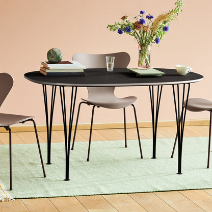 B611 / Black Laminate Tabletop / Black Steel Base
