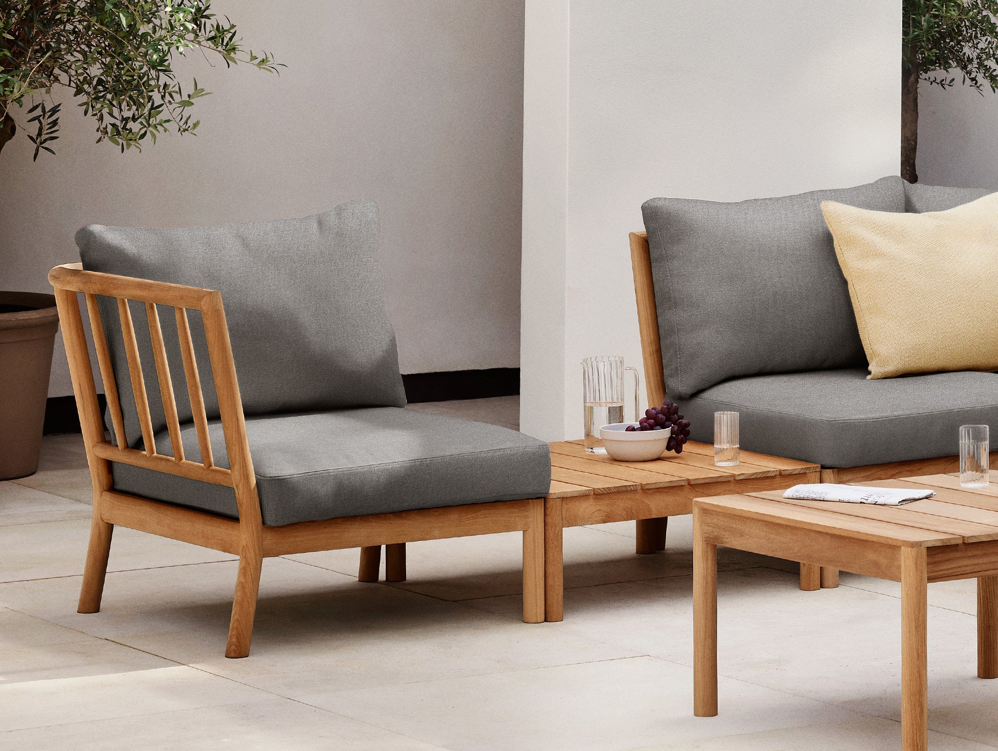 Tradition Outdoor Modular Sofa by Fritz Hansen - From Left: End Module, Lounge Table, Spacer Module 