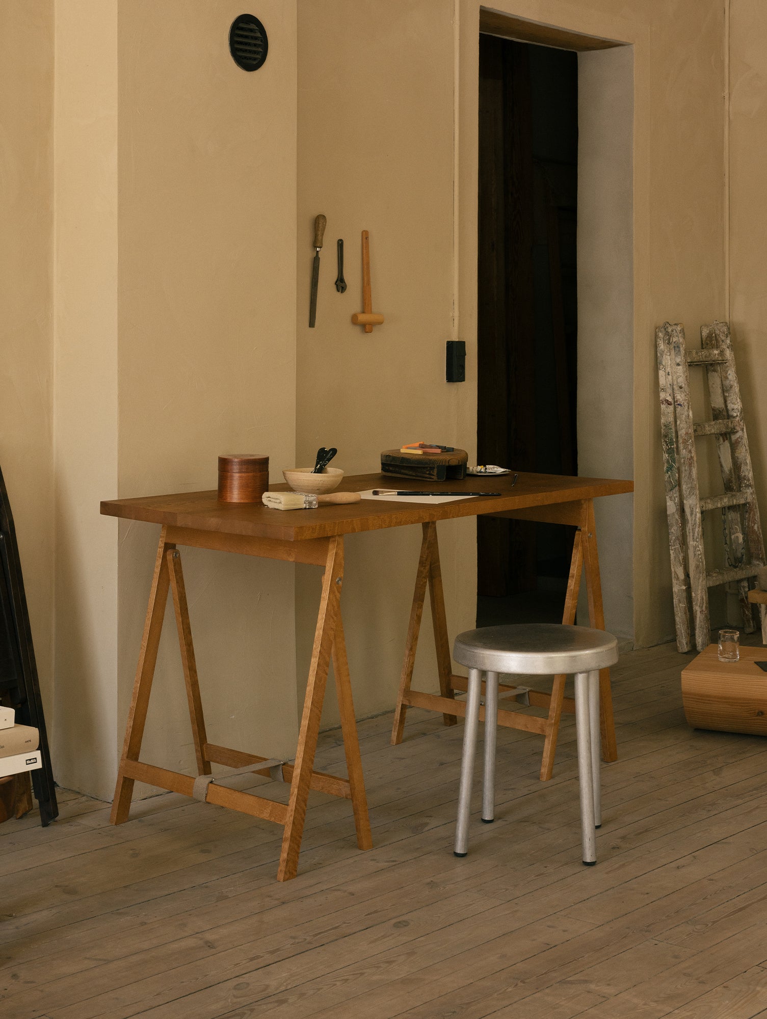 Folding Flat Trestle Table by Frama