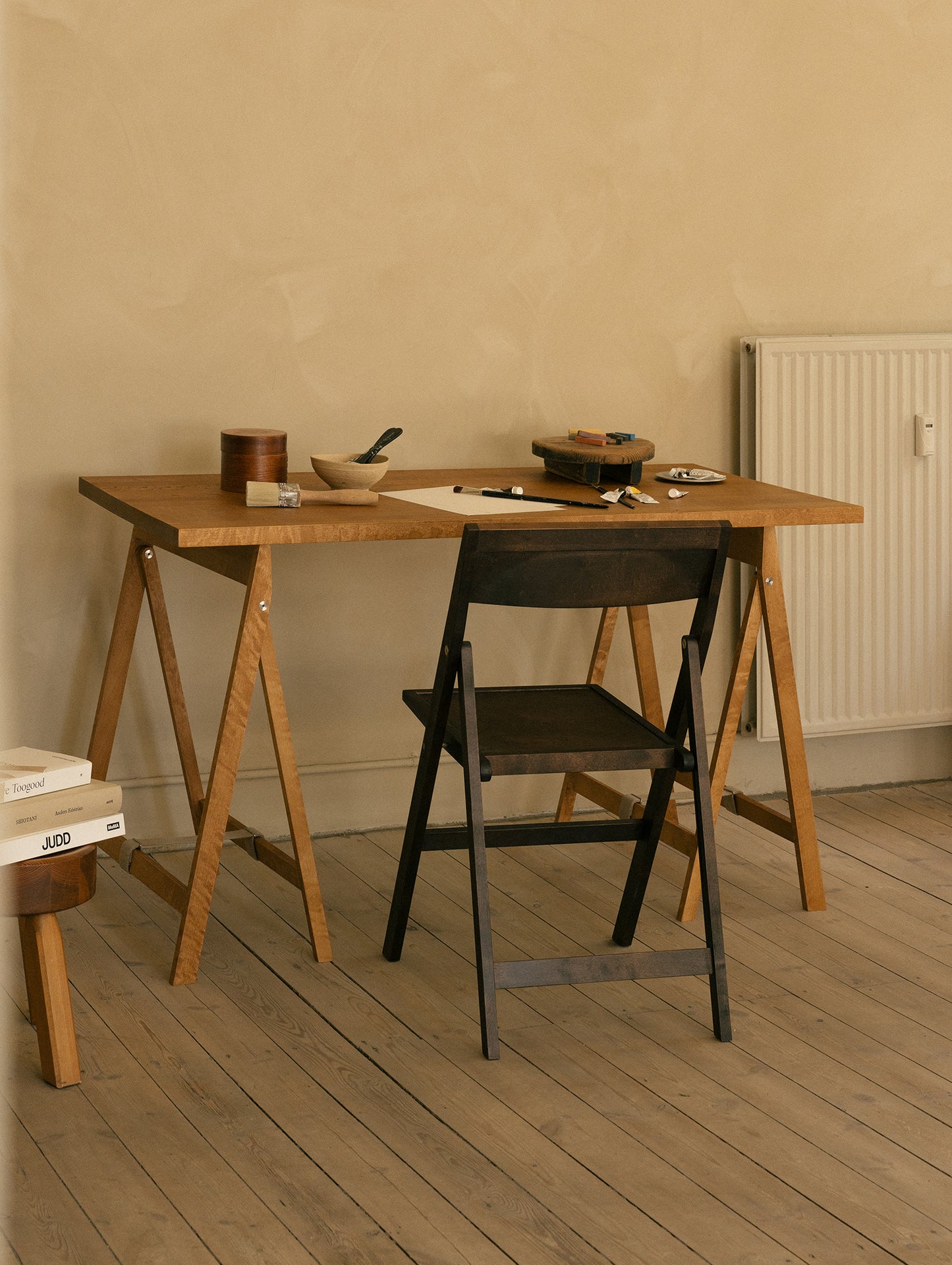 Folding Flat Trestle Table by Frama