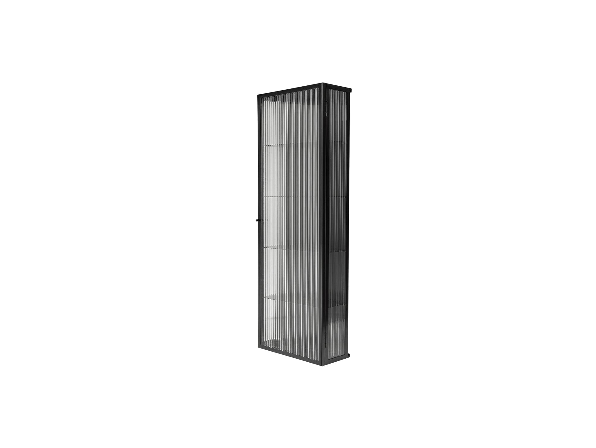 Haze Wall Cabinet - Tall by Ferm Living - Black / Reeded Glass