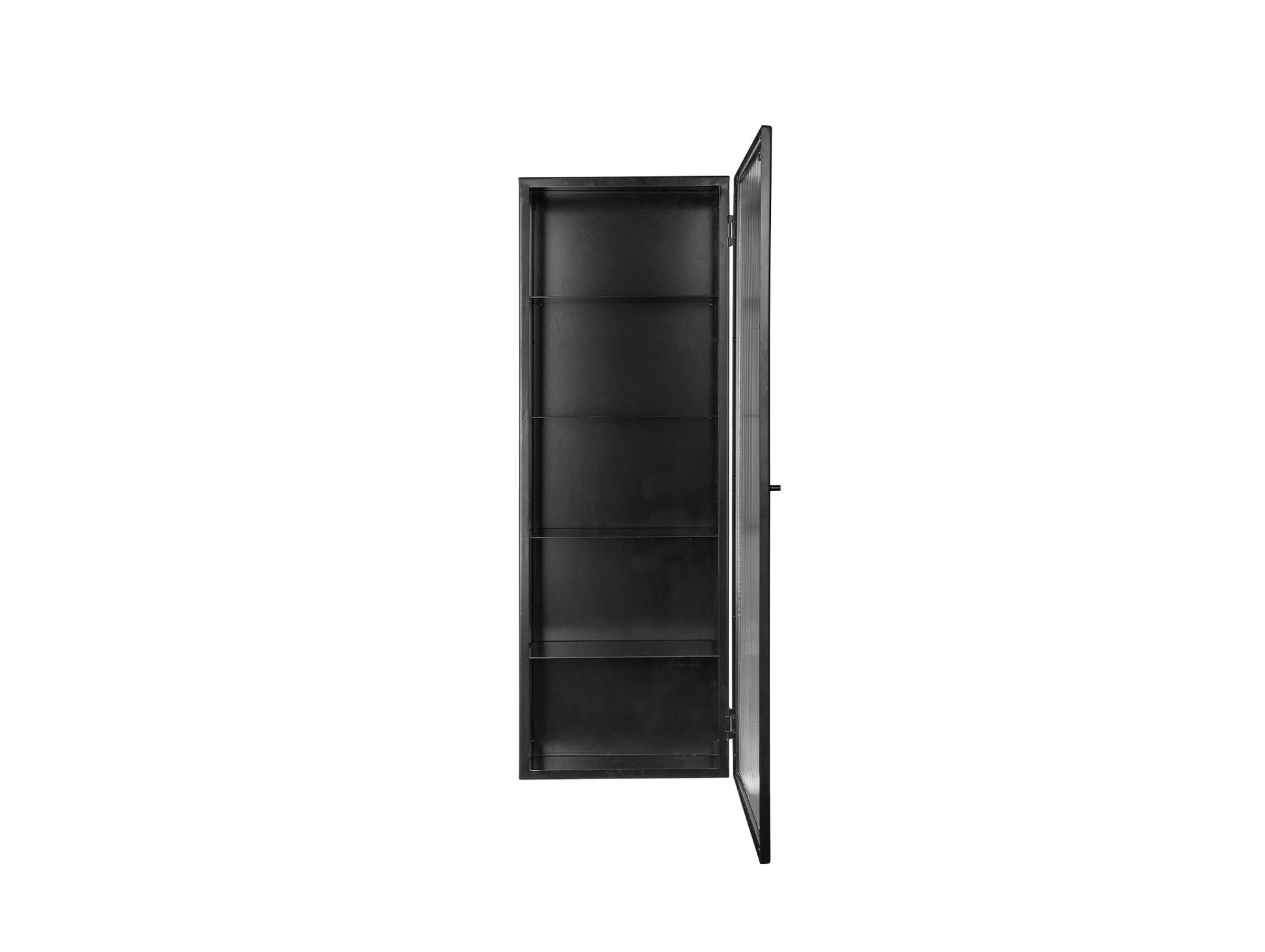 Haze Wall Cabinet - Tall by Ferm Living - Black / Reeded Glass