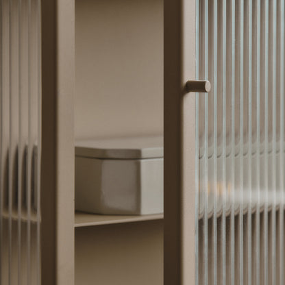 Haze Wall Cabinet - Tall by Ferm Living - Cashmere / Reeded Glass