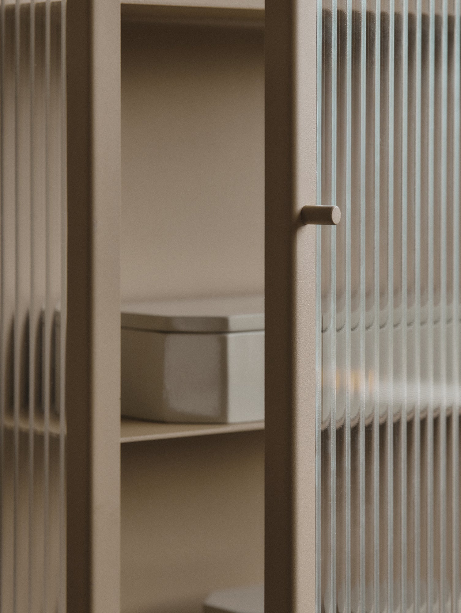 Haze Wall Cabinet - Tall by Ferm Living - Cashmere / Reeded Glass