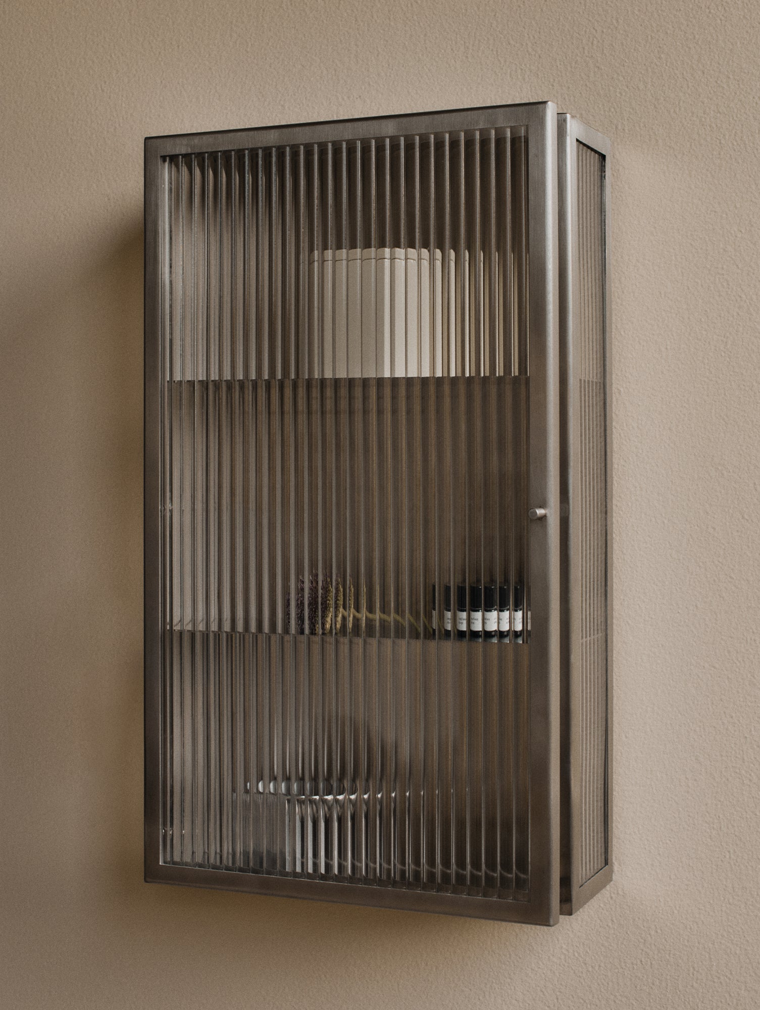 Haze Wall Cabinet by Ferm Living - Stainless Steel / Reeded Glass