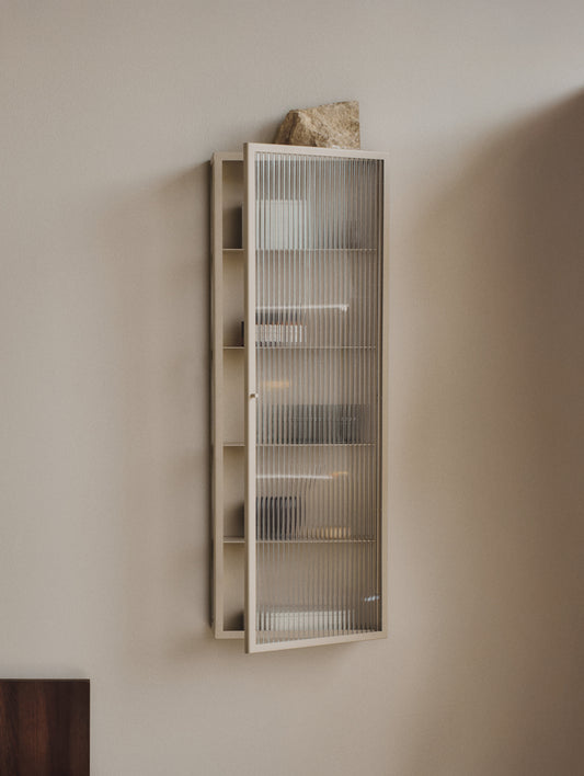 Haze Wall Cabinet - Tall by Ferm Living - Cashmere / Reeded Glass