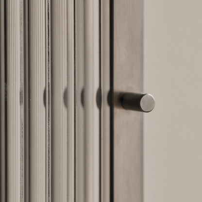 Haze Wall Cabinet - Tall by Ferm Living - Stainless Steel / Reeded Glass