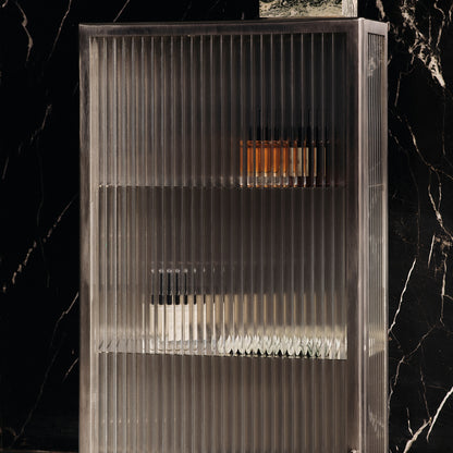 Haze Wall Cabinet by Ferm Living - Stainless Steel / Reeded Glass