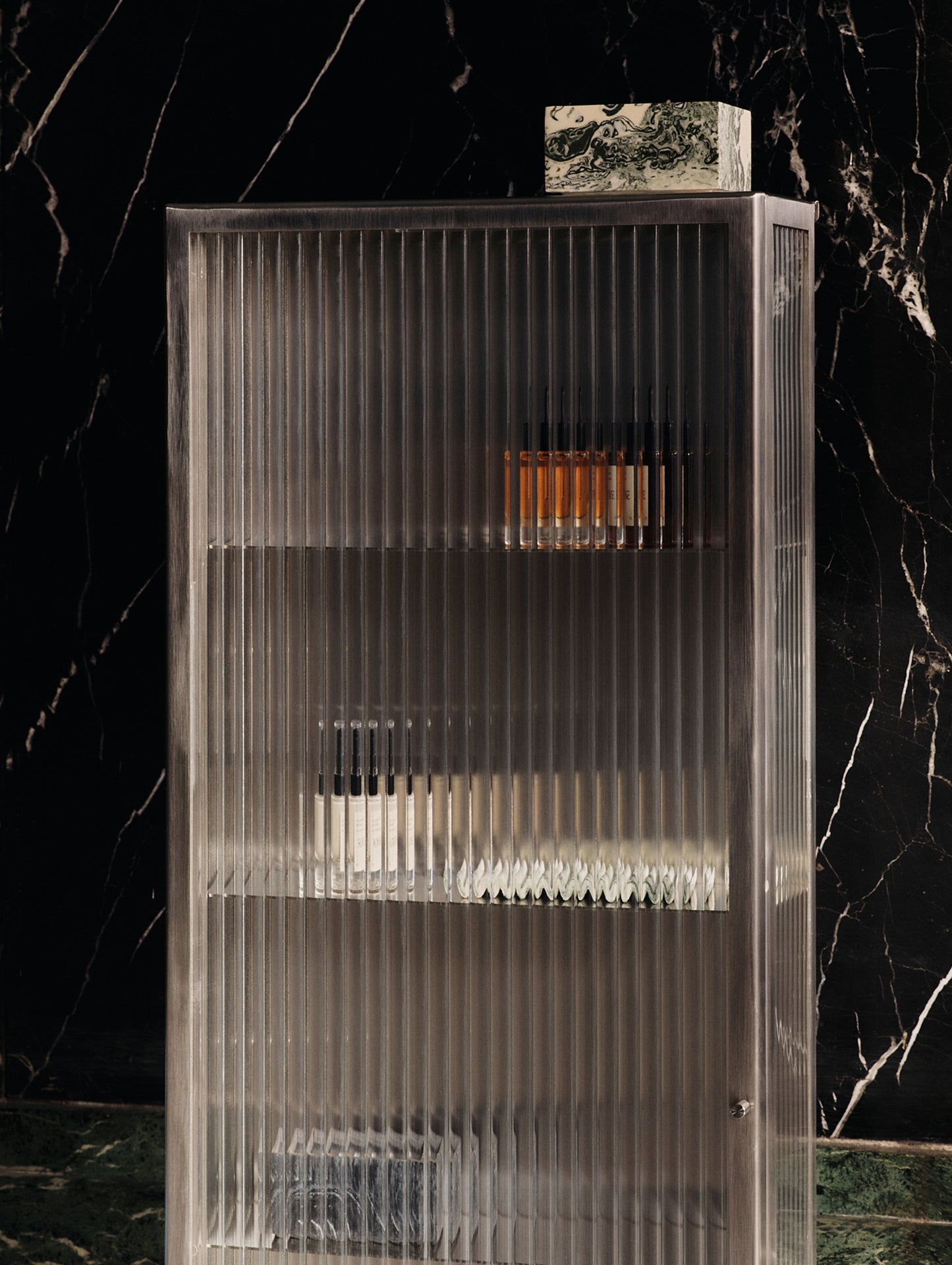 Haze Wall Cabinet by Ferm Living - Stainless Steel / Reeded Glass