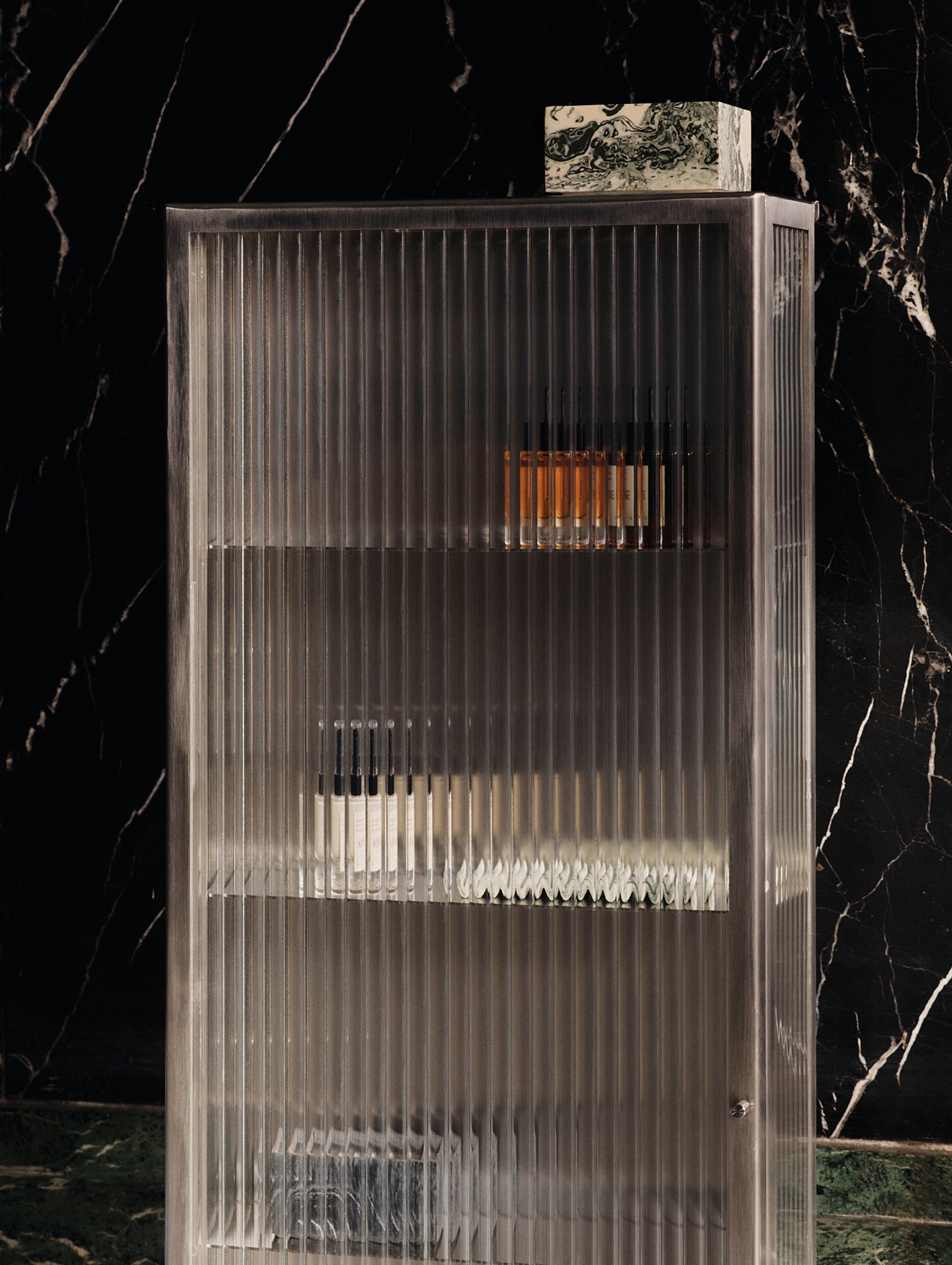 Haze Wall Cabinet by Ferm Living - Stainless Steel / Reeded Glass