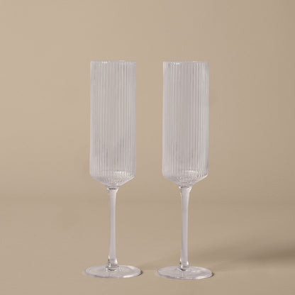 Ripple Champagne Flutes - Set of 2 (Clear) by Ferm Living