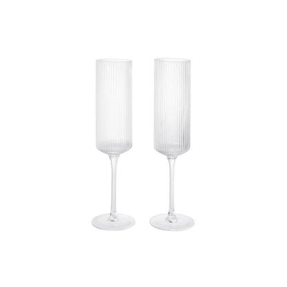 Ripple Champagne Flutes - Set of 2 (Clear) by Ferm Living
