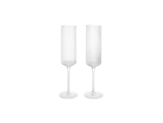 Ripple Champagne Flutes - Set of 2 (Clear) by Ferm Living