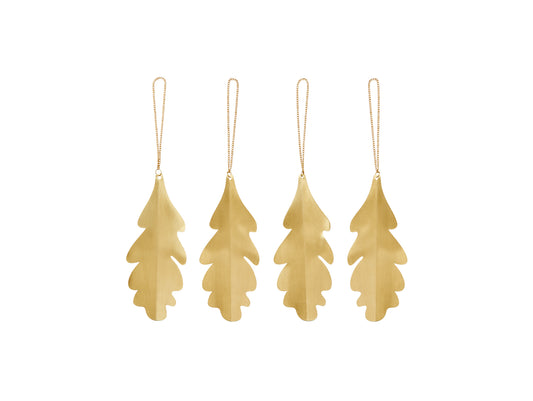 Oak Leaf Brass Ornaments - Set of 4