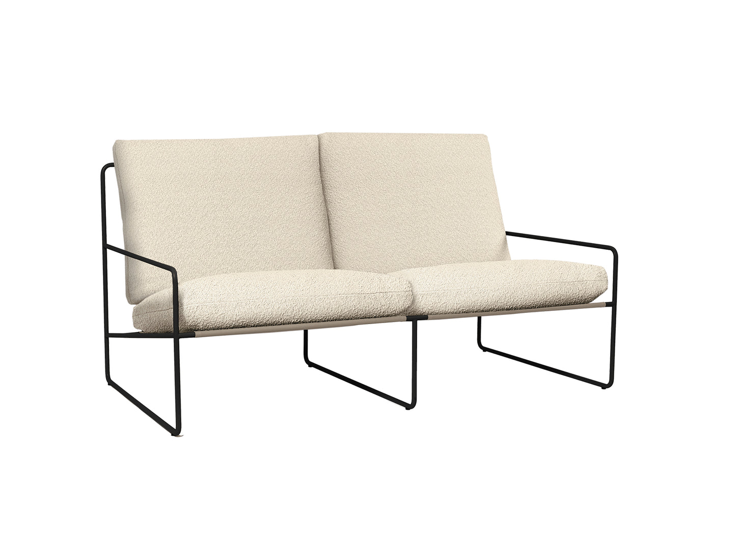Desert 2-Seater Sofa by Ferm Living - Black Frame / Pure Boucle