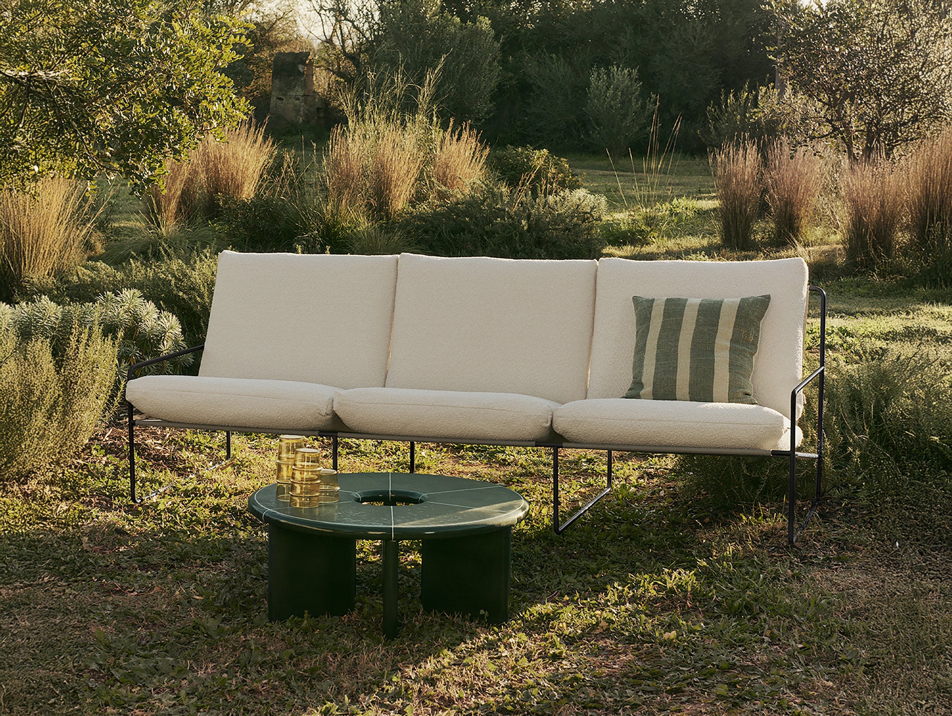 Desert 3-Seater Sofa by Ferm Living - Dark Frame / Pure Boucle