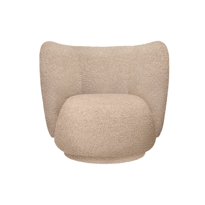 Rico Lounge Chair by Ferm Living - Swivel Base / Raw Bouclé Natural
