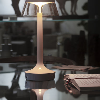 Bon Jour Unplugged Portable Lamp by Flos - French Rose / Transparent Crown