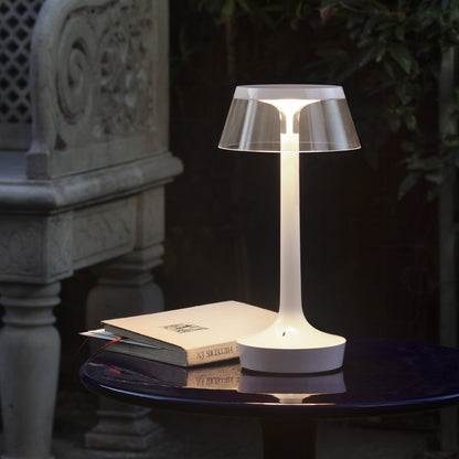 Bon Jour Unplugged Portable Lamp by Flos - Almost White / Transparent Crown