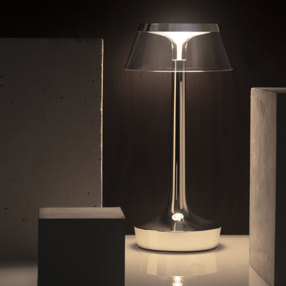 Bon Jour Unplugged Portable Lamp by Flos - Transparent Crown / Chrome