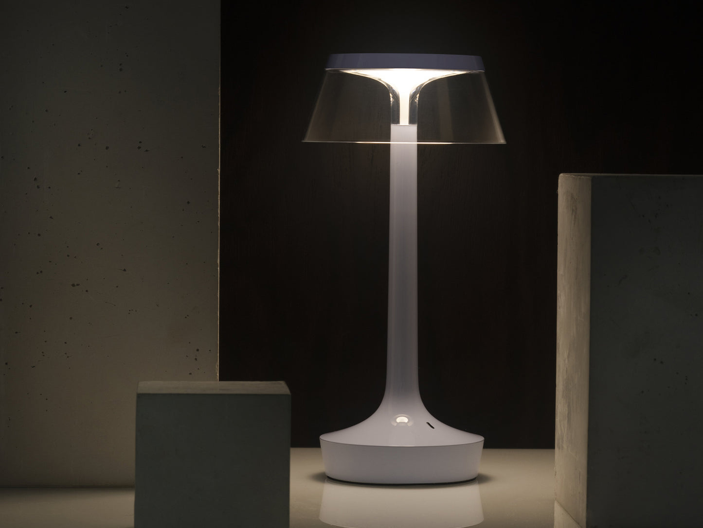 Bon Jour Unplugged Portable Lamp by Flos - Fade Blue / Transparent Crown