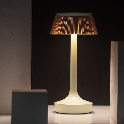 Bon Jour Unplugged Portable Lamp by Flos - Fresh Mint / Rattan Crown