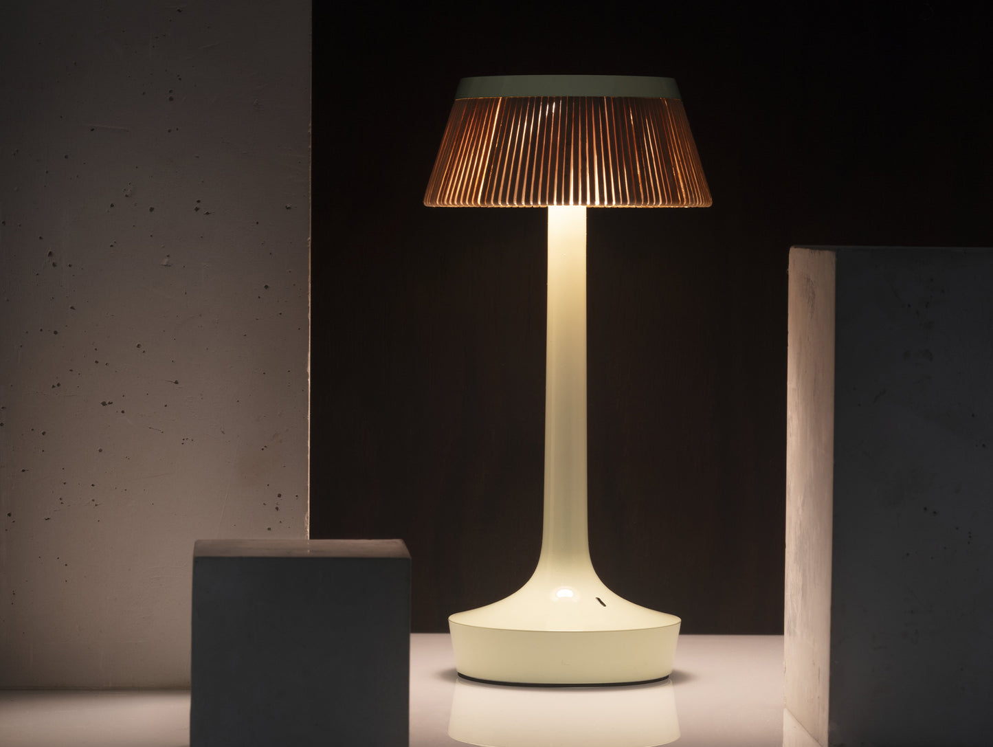 Bon Jour Unplugged Portable Lamp by Flos - Fresh Mint / Rattan Crown