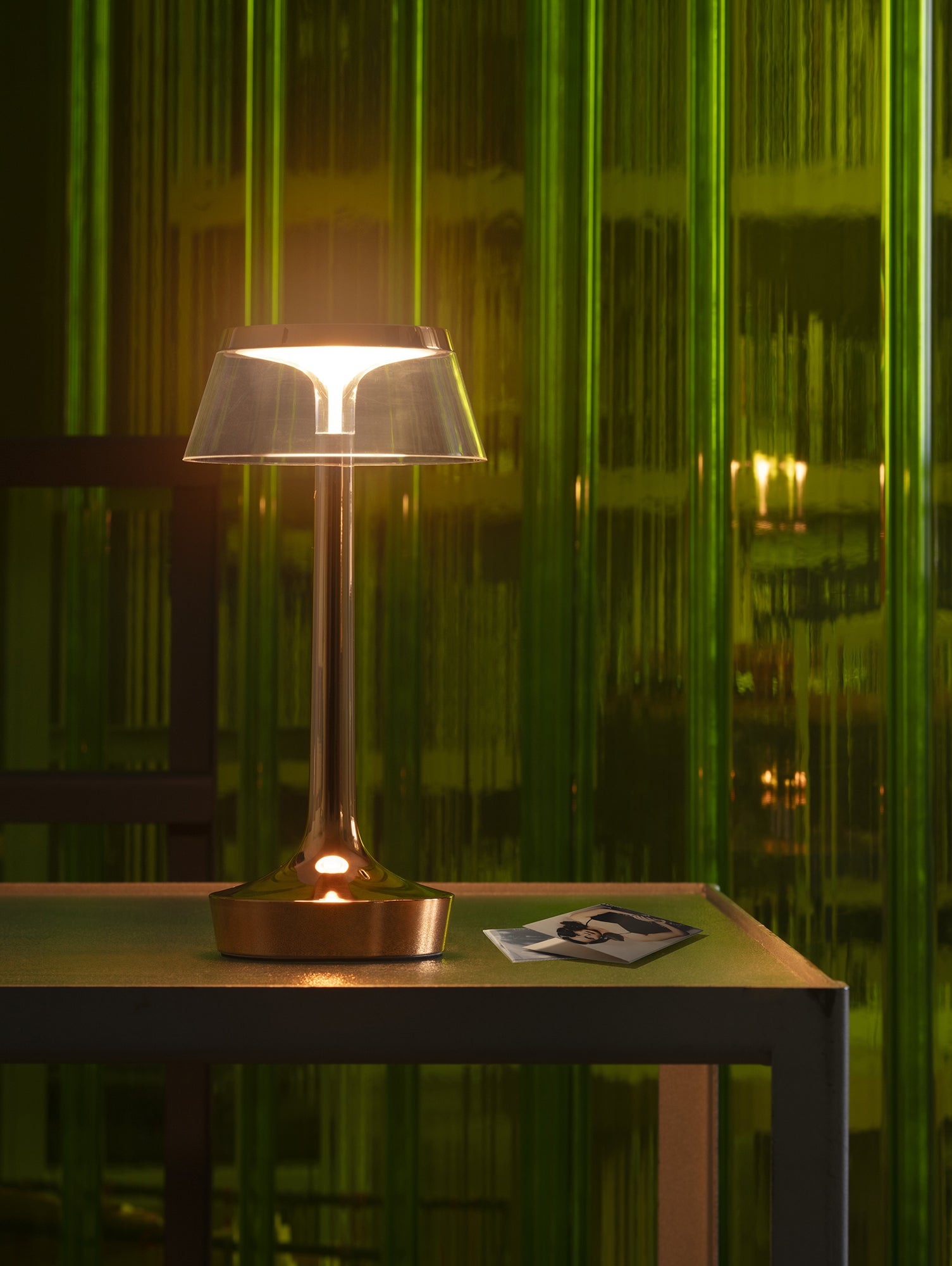 Bon Jour Unplugged Portable Lamp by Flos - Copper / Transparent Crown