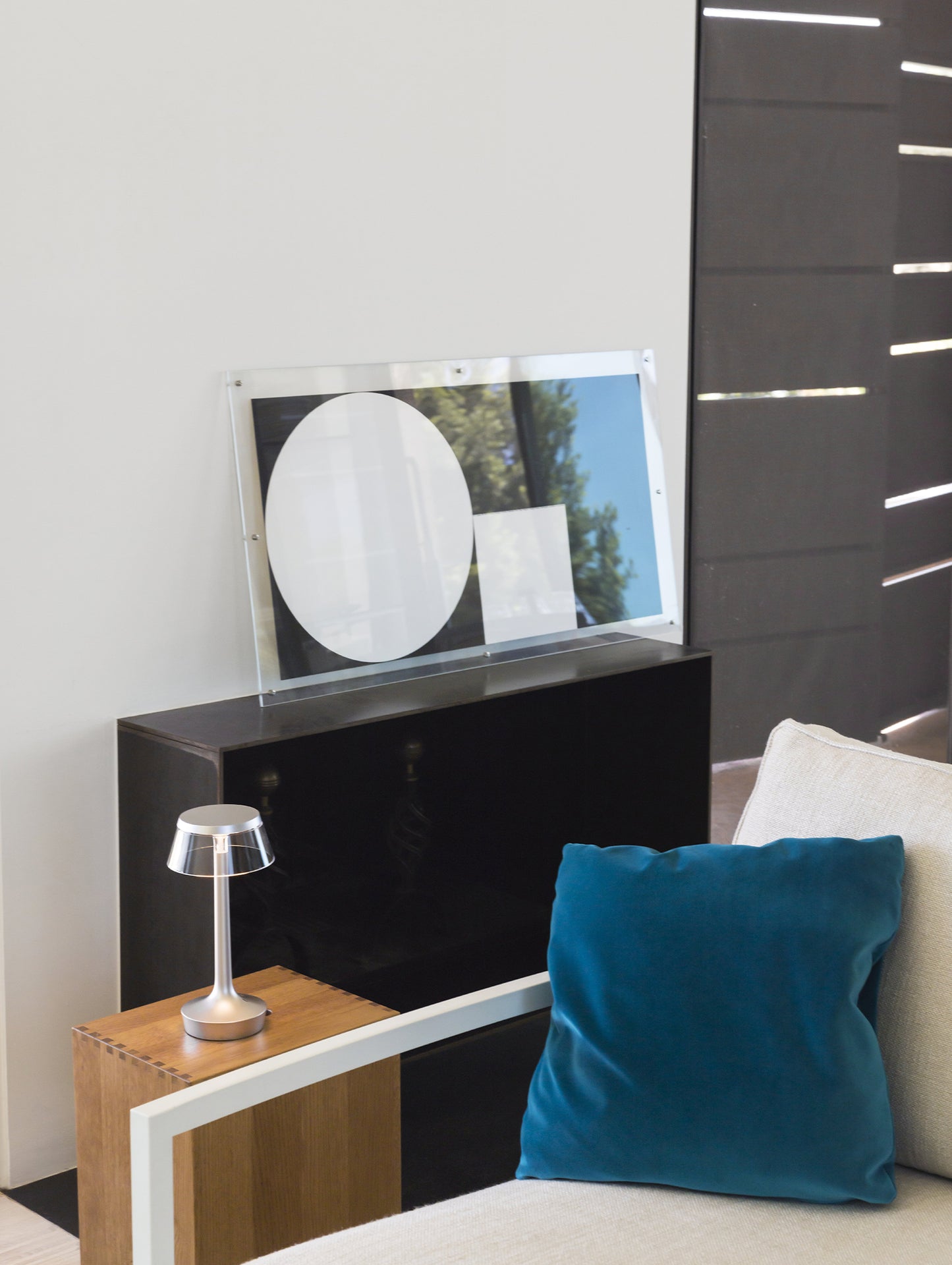 Bon Jour Unplugged Portable Lamp by Flos - Chrome / Transparent Crown