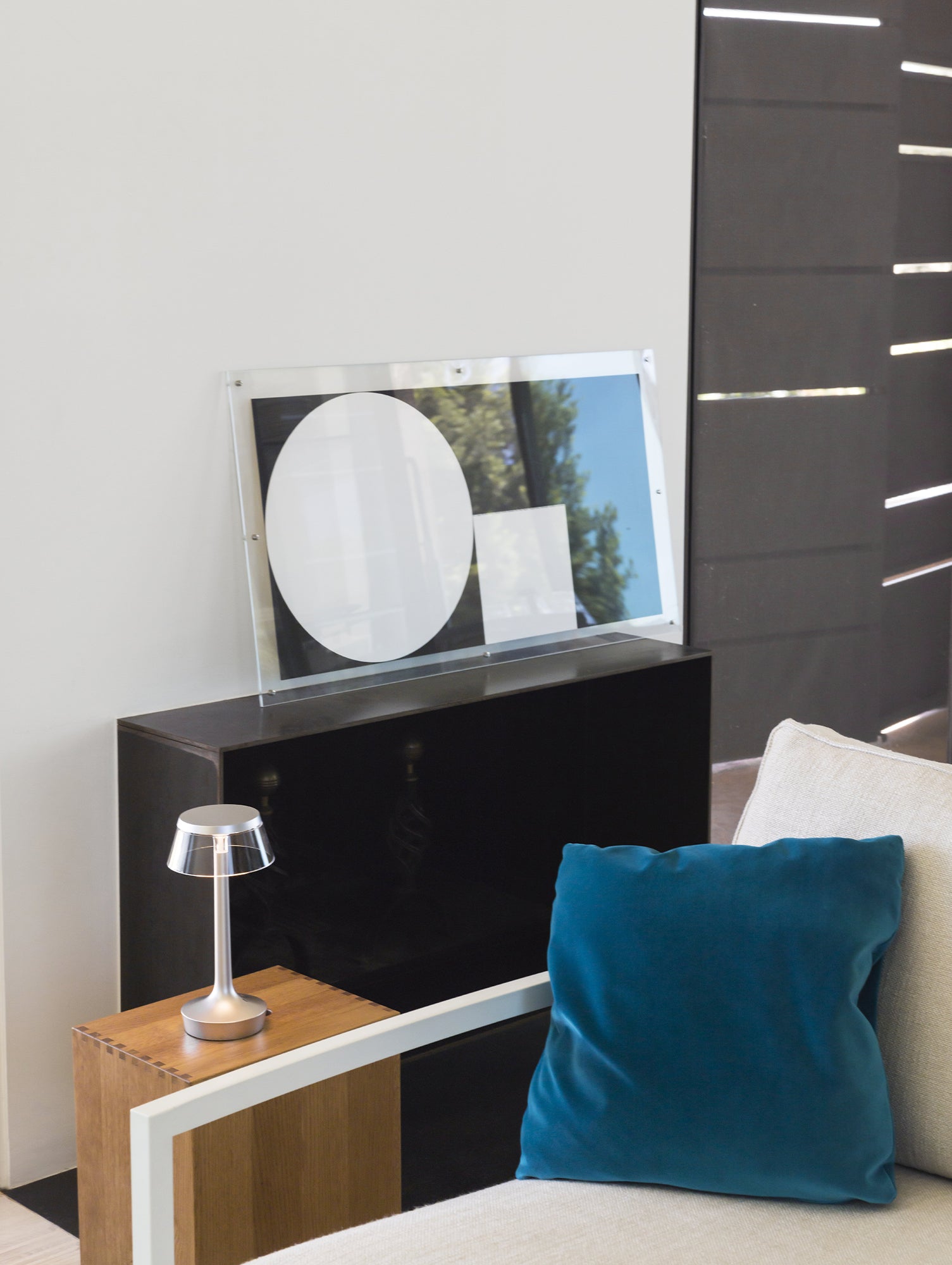 Bon Jour Unplugged Portable Lamp by Flos - Chrome / Transparent Crown