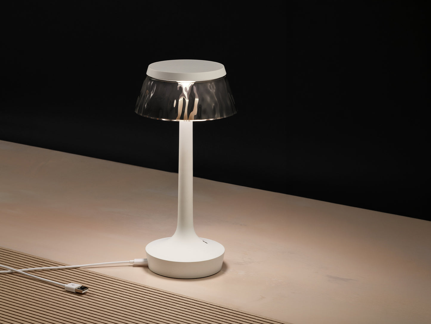 Bon Jour Unplugged Portable Lamp by Flos - Almost White / Fumée Crown