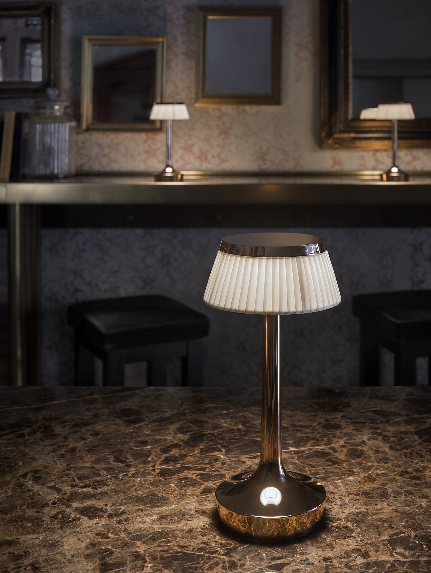 Bon Jour Unplugged Portable Lamp by Flos - Copper / Fabric Crown