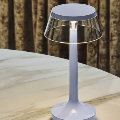 Bon Jour Unplugged Portable Lamp by Flos - Fade Blue / Transparent Crown