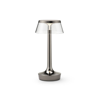Bon Jour Unplugged Portable Lamp by Flos - Black Chrome / Transparent Crown