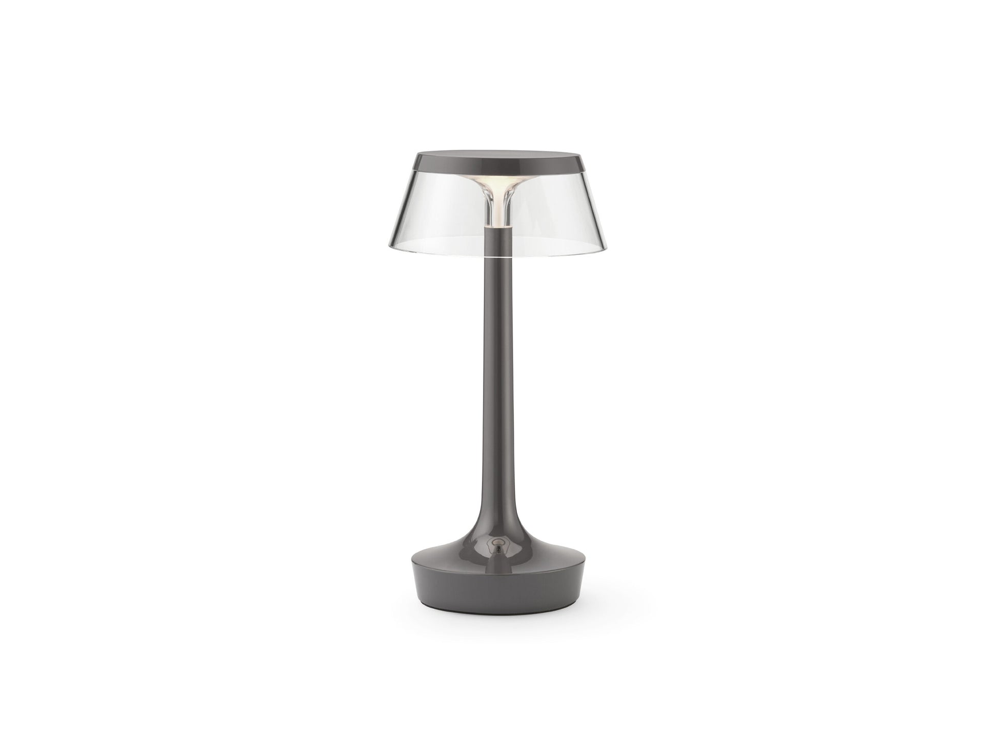 Bon Jour Unplugged Portable Lamp by Flos - Stormy Grey / Transparent Crown