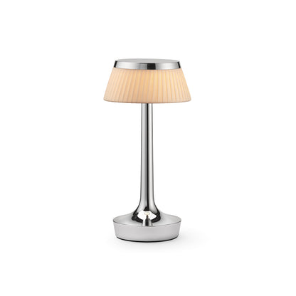 Bon Jour Unplugged Portable Lamp by Flos - Chrome / Fabric Crown
