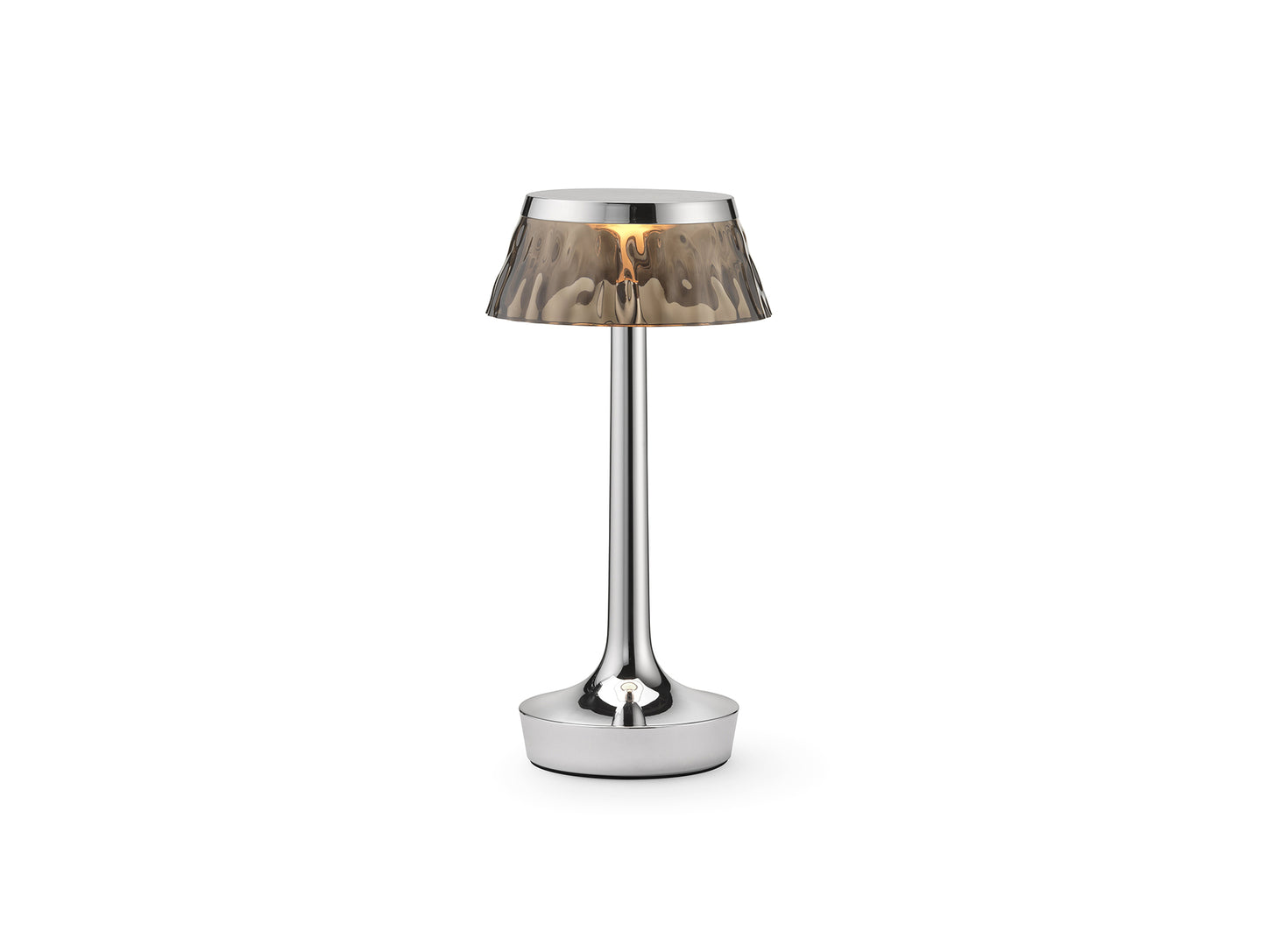 Bon Jour Unplugged Portable Lamp by Flos - Chrome / Fumée Crown