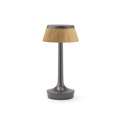 Bon Jour Unplugged Portable Lamp by Flos - Stormy Grey / Rattan Crown