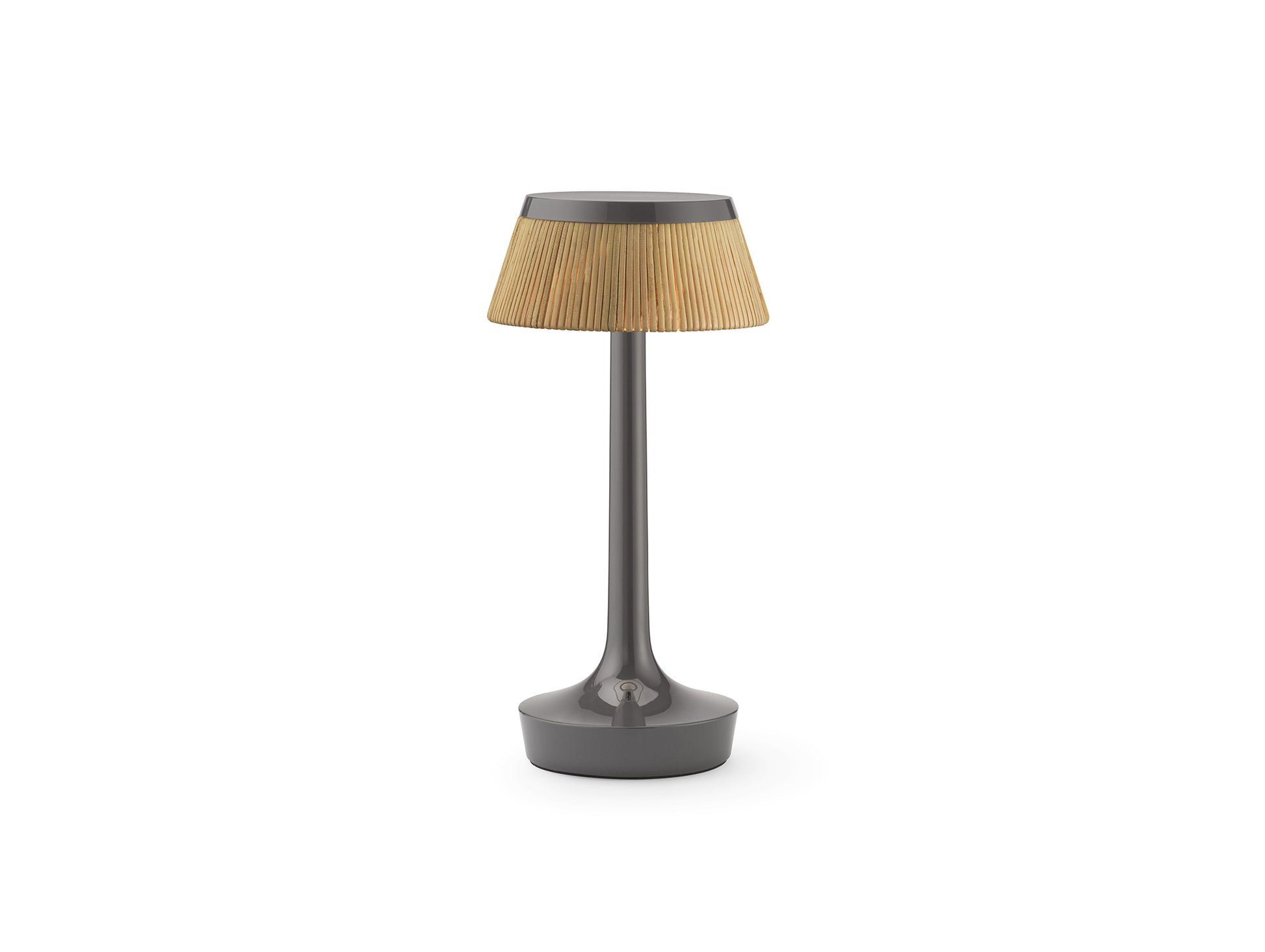 Bon Jour Unplugged Portable Lamp by Flos - Stormy Grey / Rattan Crown