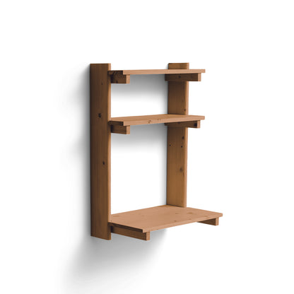 Beam Wall Office Shelf 3 by Form & Refine - Deep Brown Matt Lacquered Pine