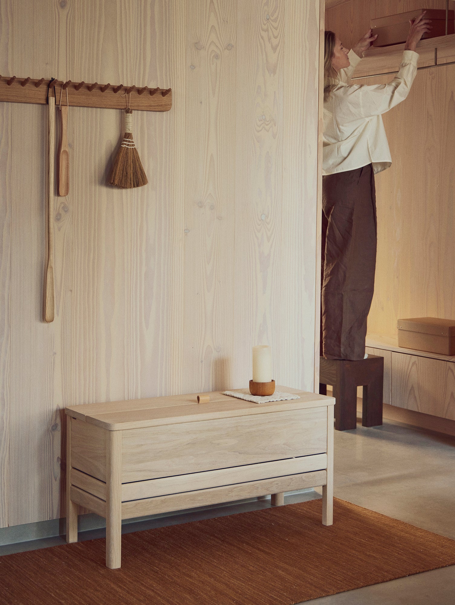 A Line Storage Bench 90 cm by Form & Refine - White Oiled Oak