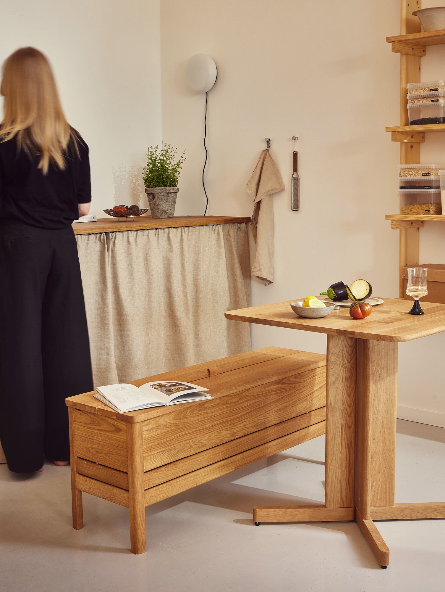 Form and Refine - A Line Storage Bench - Oiled Oak