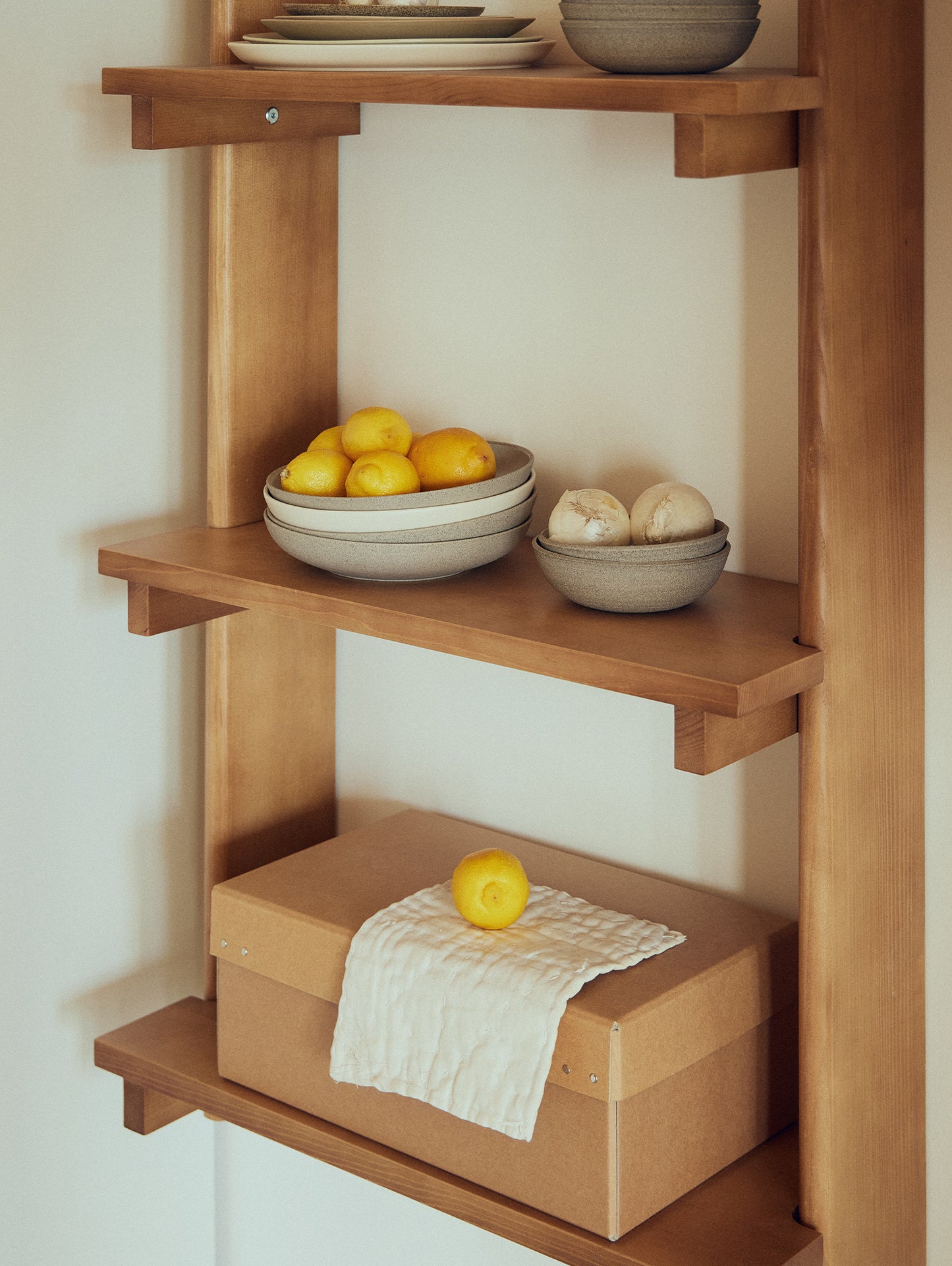 Beam Wall Shelf 5 by Form & Refine - Deep Brown Matt Lacquered Pine