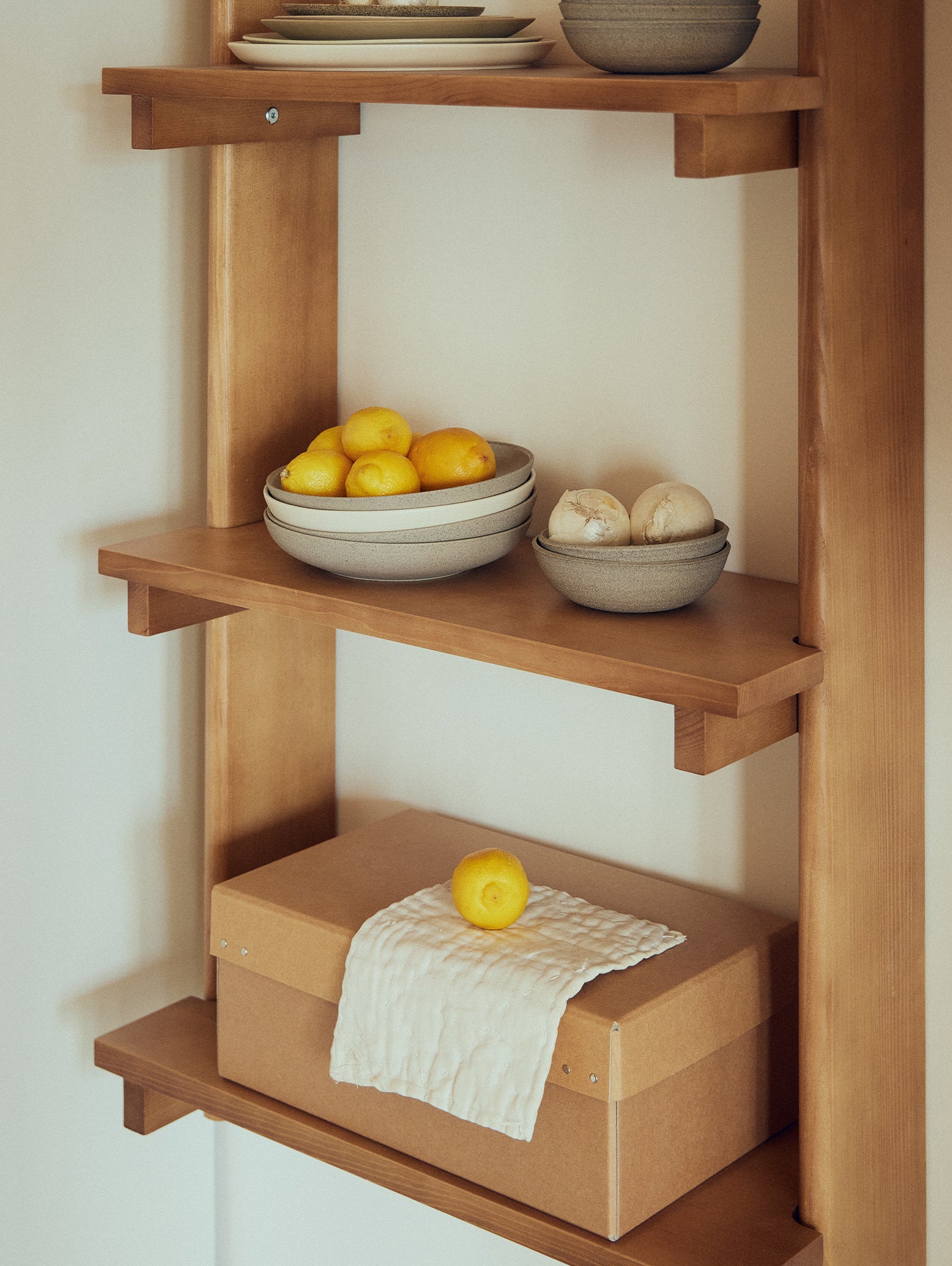 Beam Wall Shelf 5 by Form & Refine - Deep Brown Matt Lacquered Pine