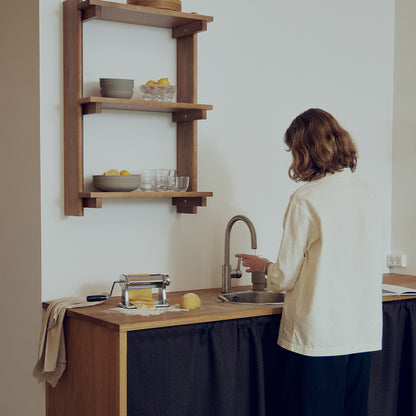 Beam Wall Shelf 3 by Form & Refine - Deep Brown Matt Lacquered Pine